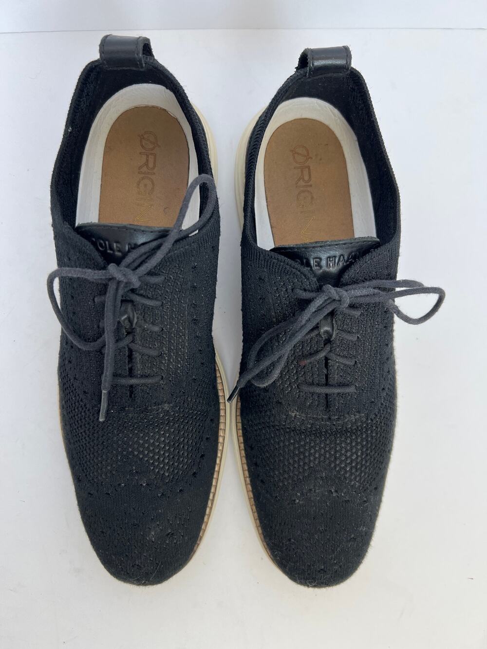 Cole Haan OriginalGrand Wingtip Oxford Mens 8.5 Black Stitchlite Shoes Office